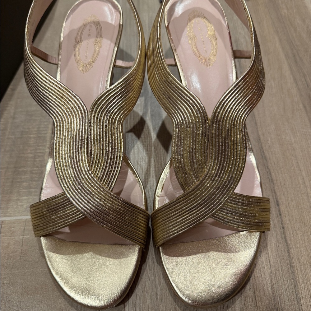 Elie Tahari Gold Strappy Sandals